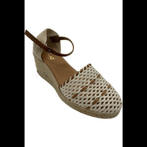 Pinaz Leather Woven Espadrille Sandals Blanco - Medium